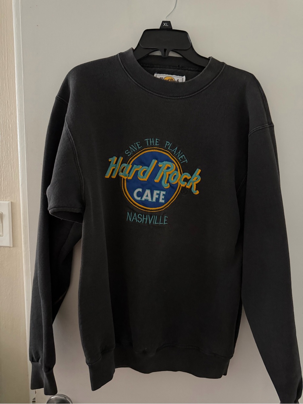 Hard Rock Cafe Black Nashville Crewneck with Blue & Gold Logo
